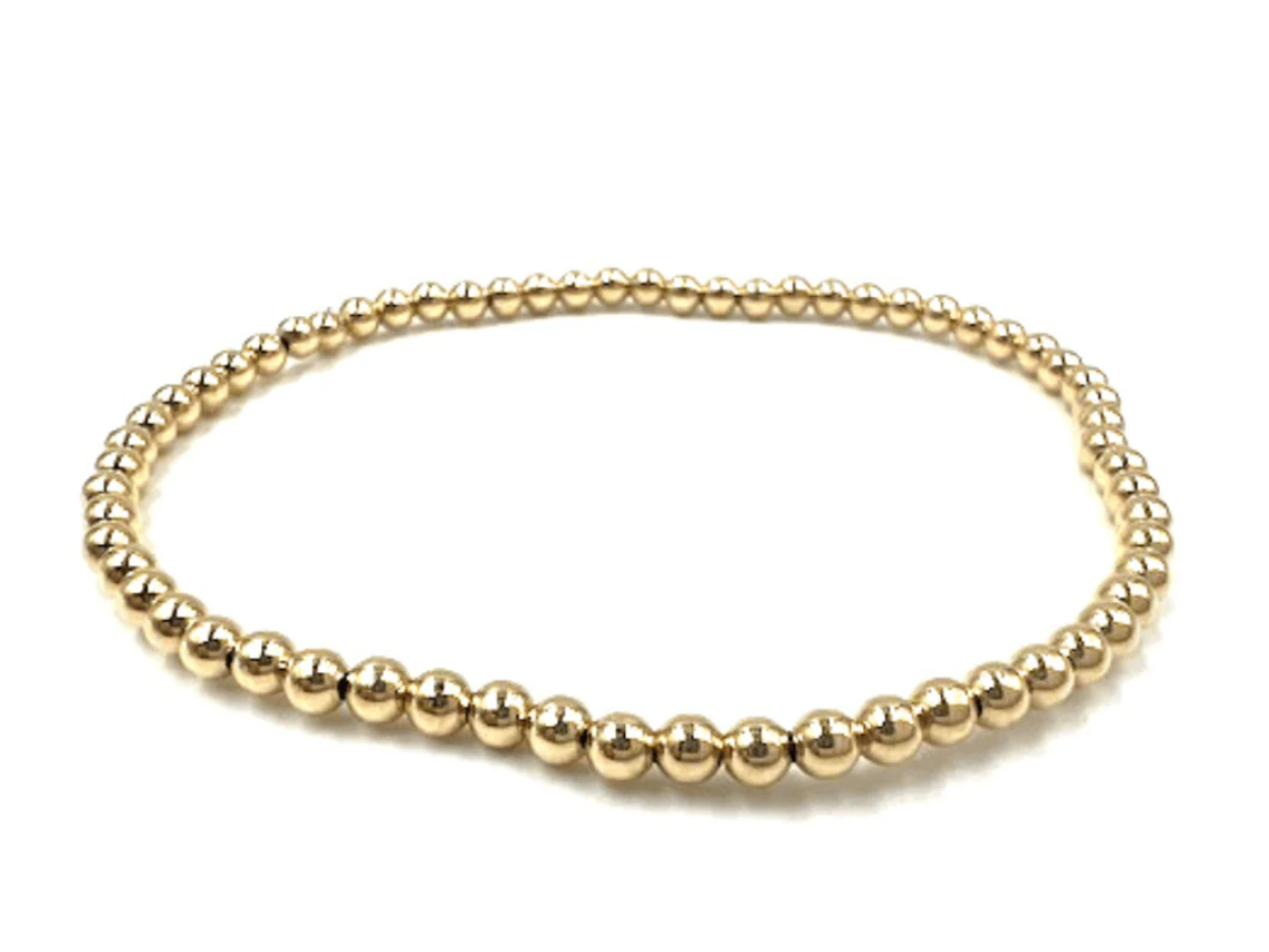 Erin Gray 14k Gold Filled Karma 3mm simple stretch bracelet (7 inches)