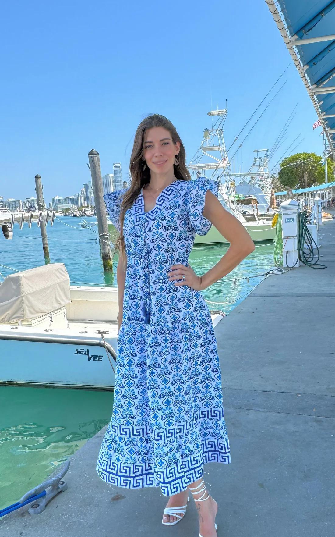 Isla Payal Amalfi Maxi Dress in Hellenic Blue