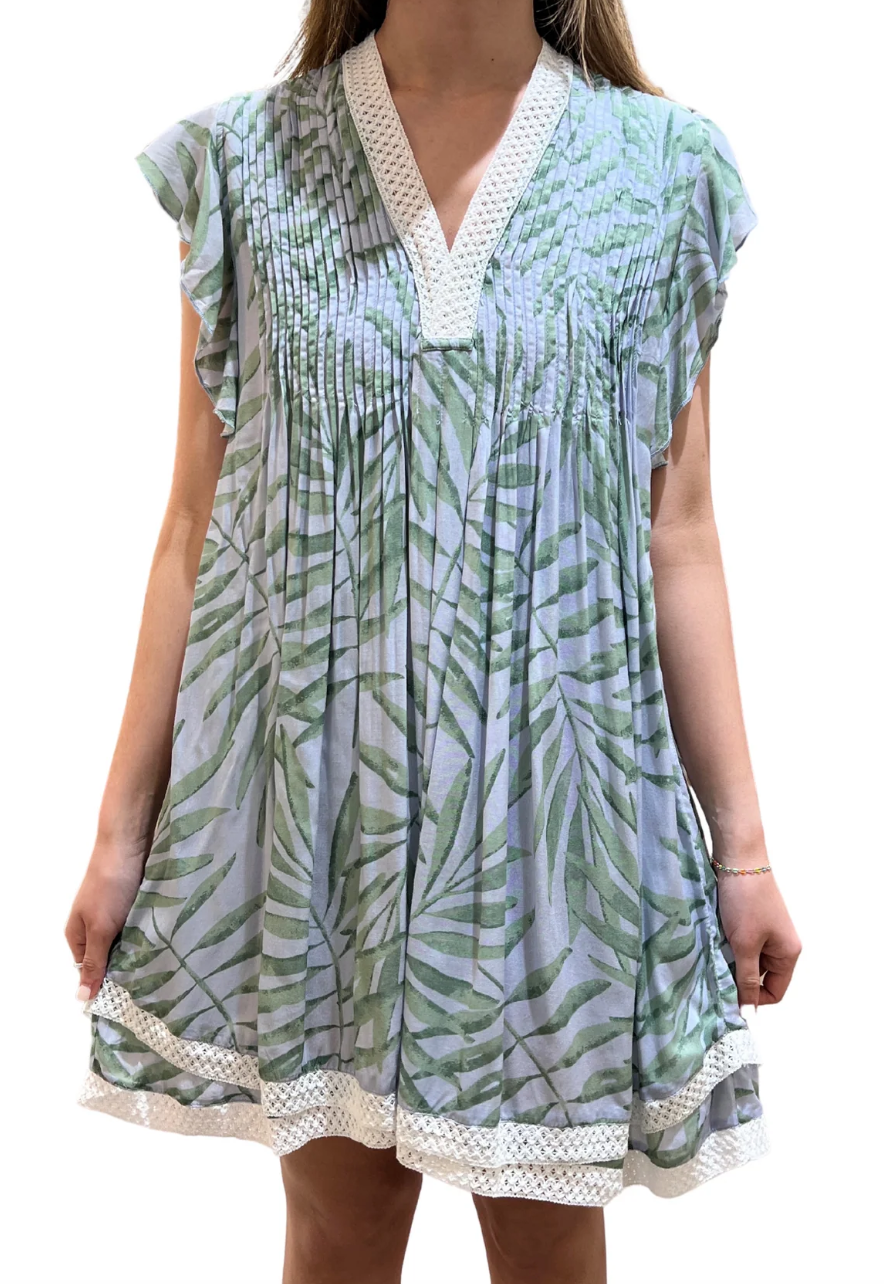 navyBLEU Eden Dress - Palm Blue/Green