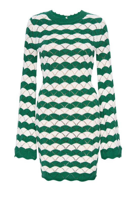 Misa Evelin Dress - Emerald Stripe