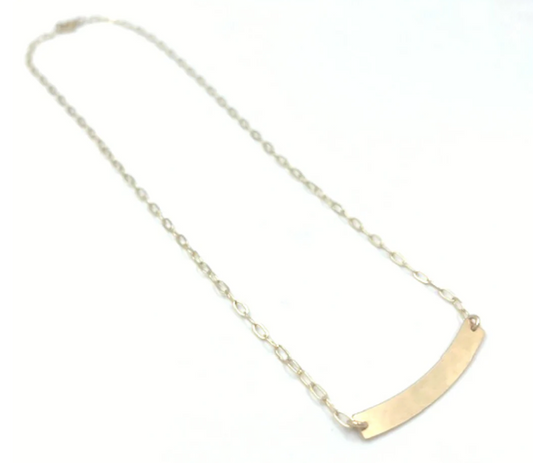 Simple Gold Filled Curved Bar Necklace