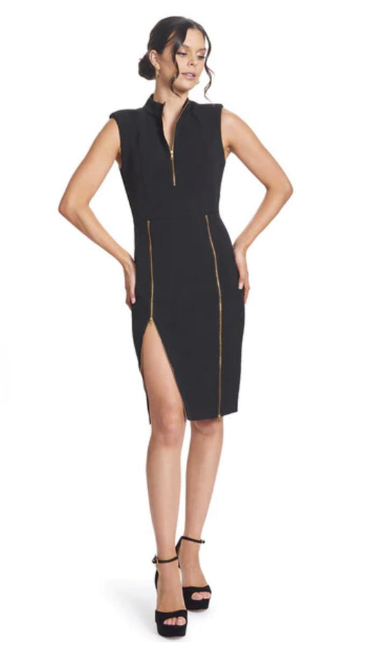 Simona Maghen Just Zip It Dress - Black with Gold Zippers
