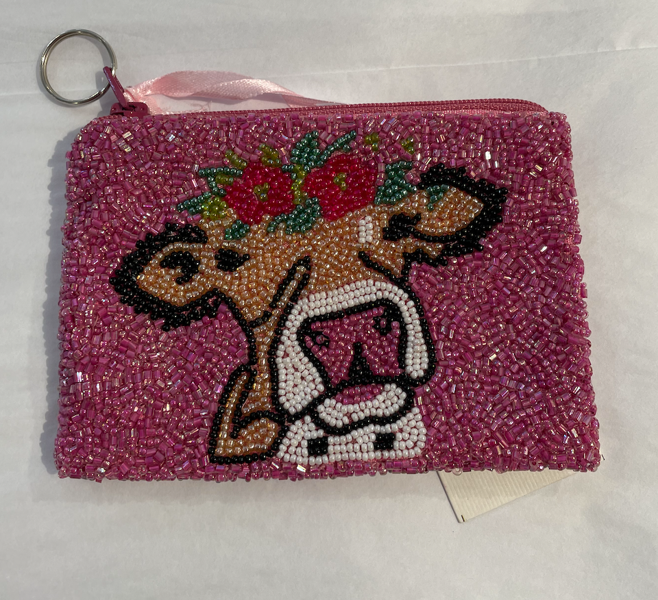 Tiana Coin Purse Pink Cow