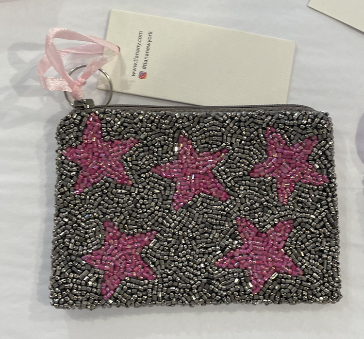 Tiana Coin Purse Stars Pewter/Hot Pink