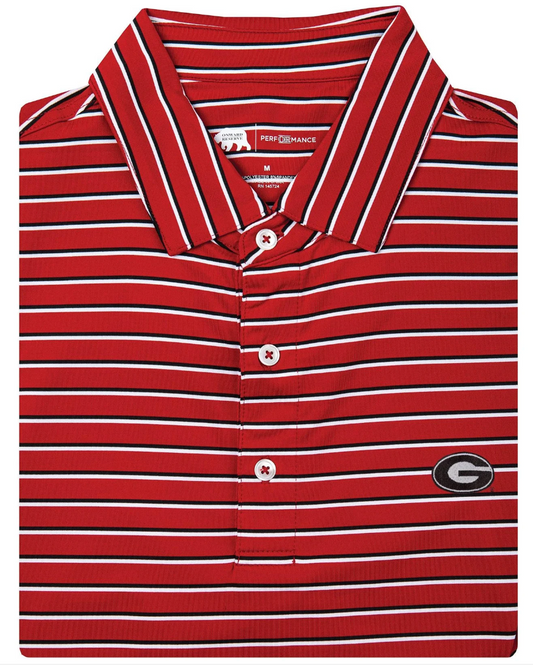 Onward Reserve Fairway Striped Performance Polo Red