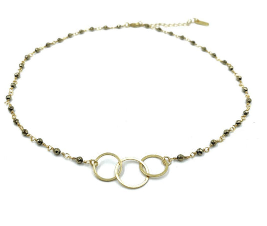 Erin Gray 3 Hoops Pyrite Short Necklace