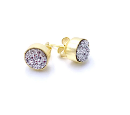 Druzy Gold Shimmery Stud Earrings