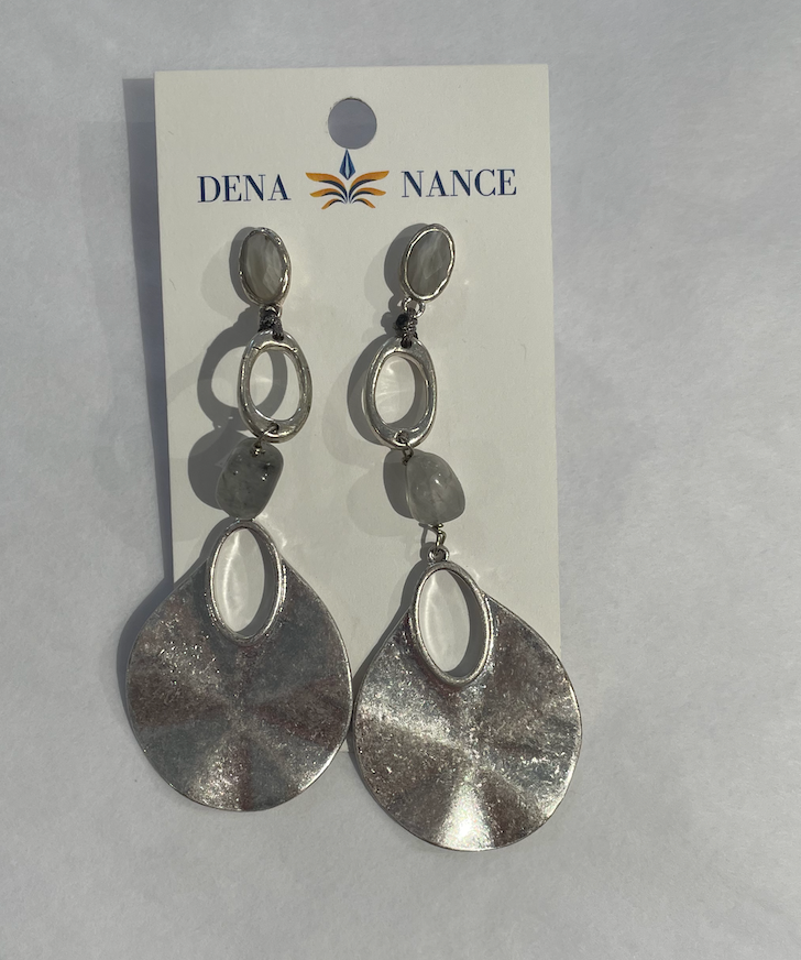 Dena Nance silver agate fan earrings