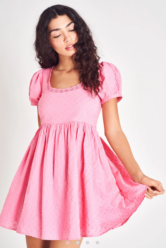 LoveShackFancy Raleigh Dress (Vivid Pink)
